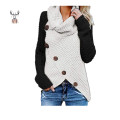 Latest Design Pattern Jacquard Knitwear Custom Women Turtleneck Poncho Sweater